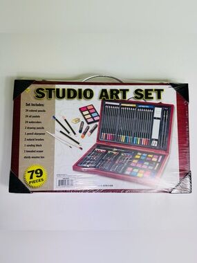 The Nicole Studio Art Set 79 Pieces Wooden Box NWT